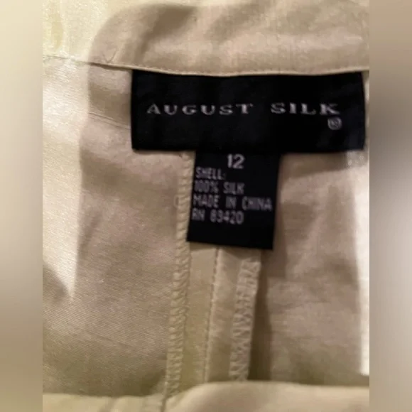 August Silk size 12 lime green / silk cropped tapered front zip pant NWT - Picture 3 of 11